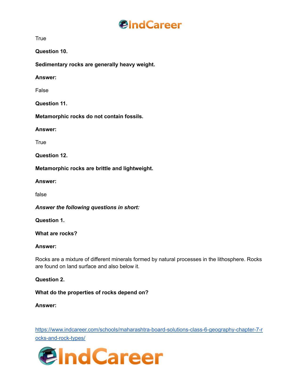 Maharashtra Board Solutions Class 6-Geography: Chapter 7- Rocks and Rock Types - Page 17