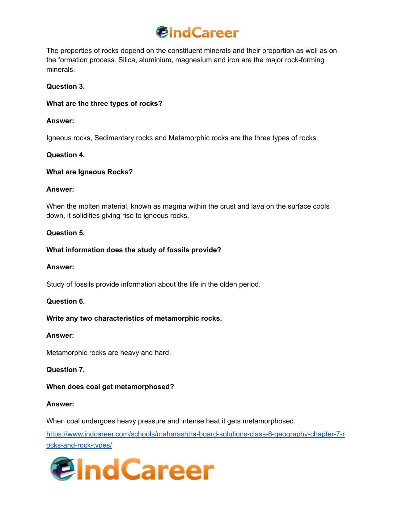 Maharashtra Board Solutions Class 6-Geography: Chapter 7- Rocks and Rock Types - Page 18