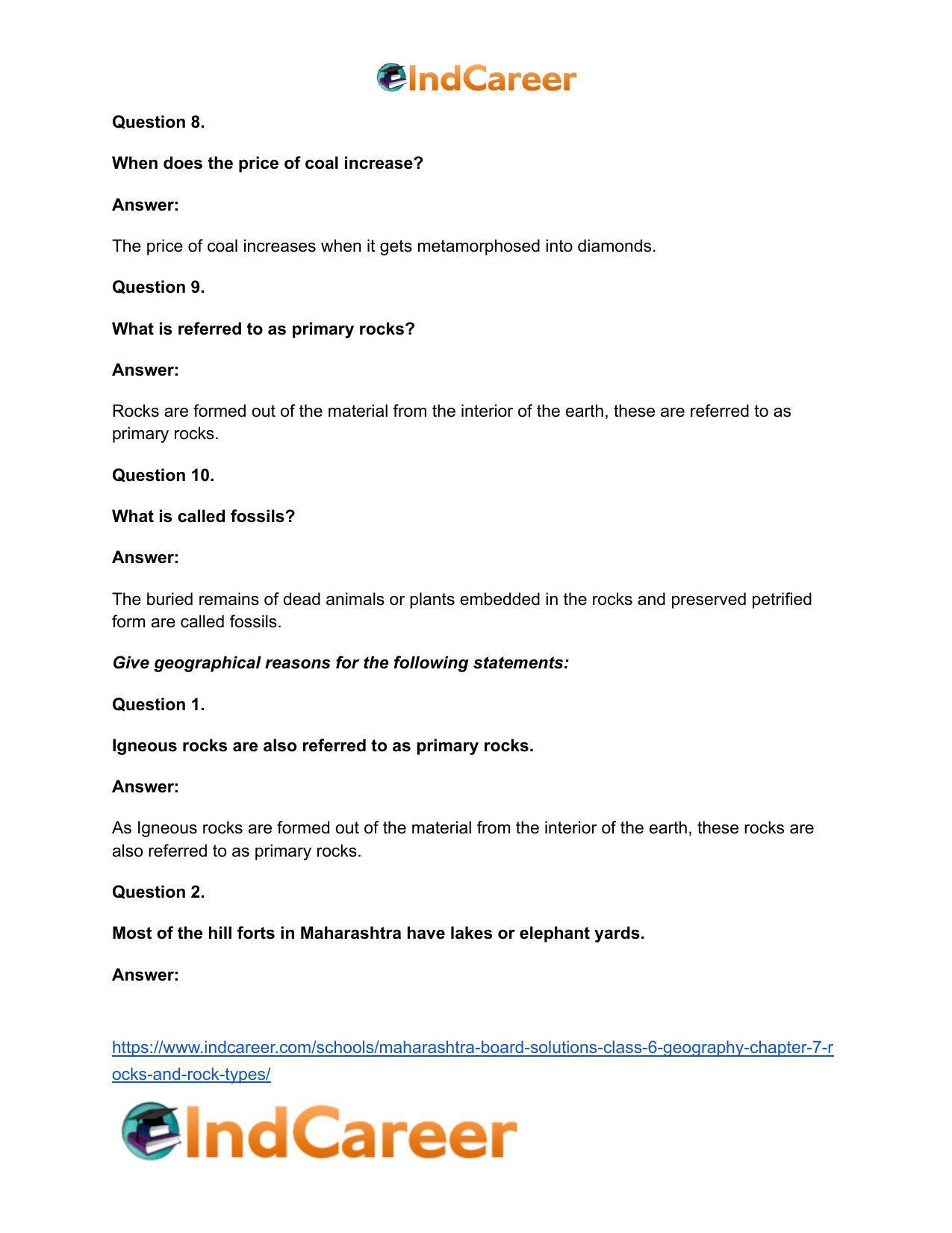 Maharashtra Board Solutions Class 6-Geography: Chapter 7- Rocks and Rock Types - Page 19