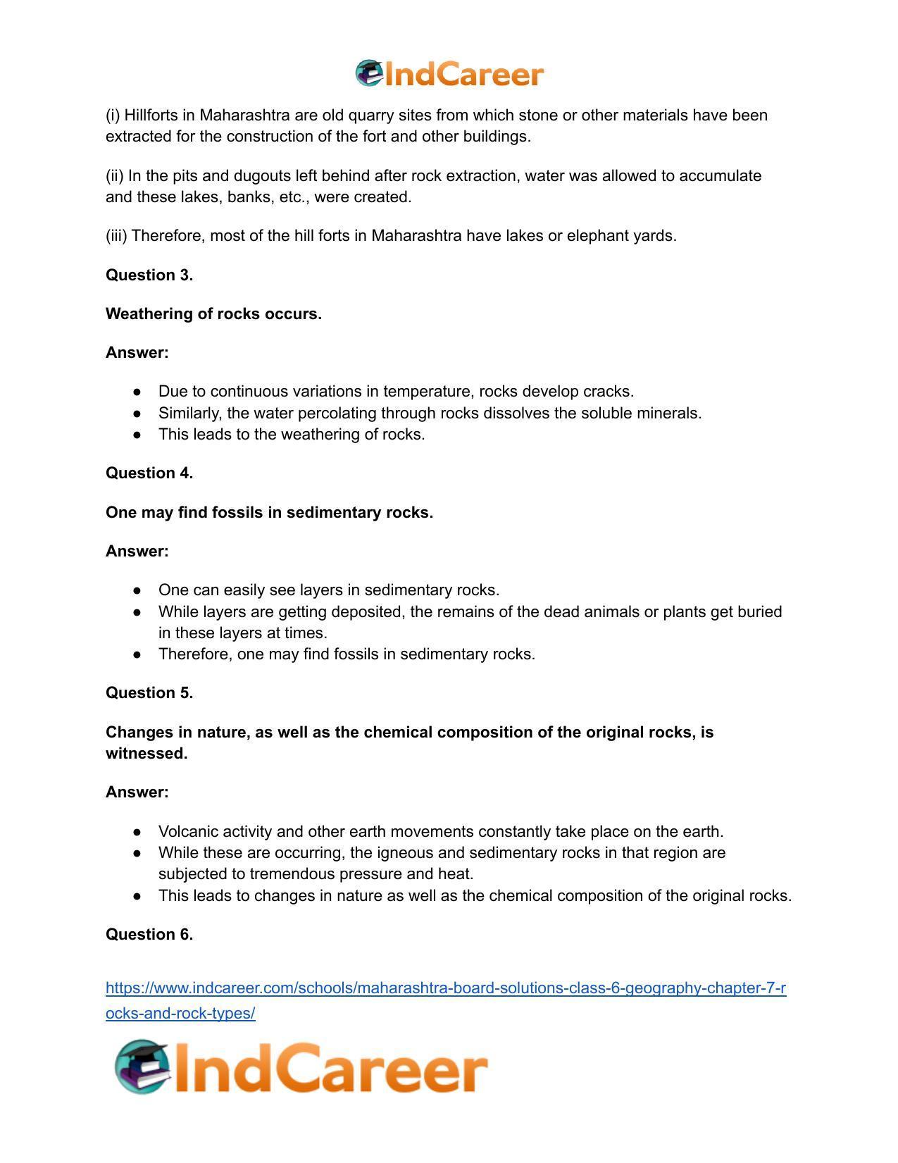 Maharashtra Board Solutions Class 6-Geography: Chapter 7- Rocks and Rock Types - Page 20