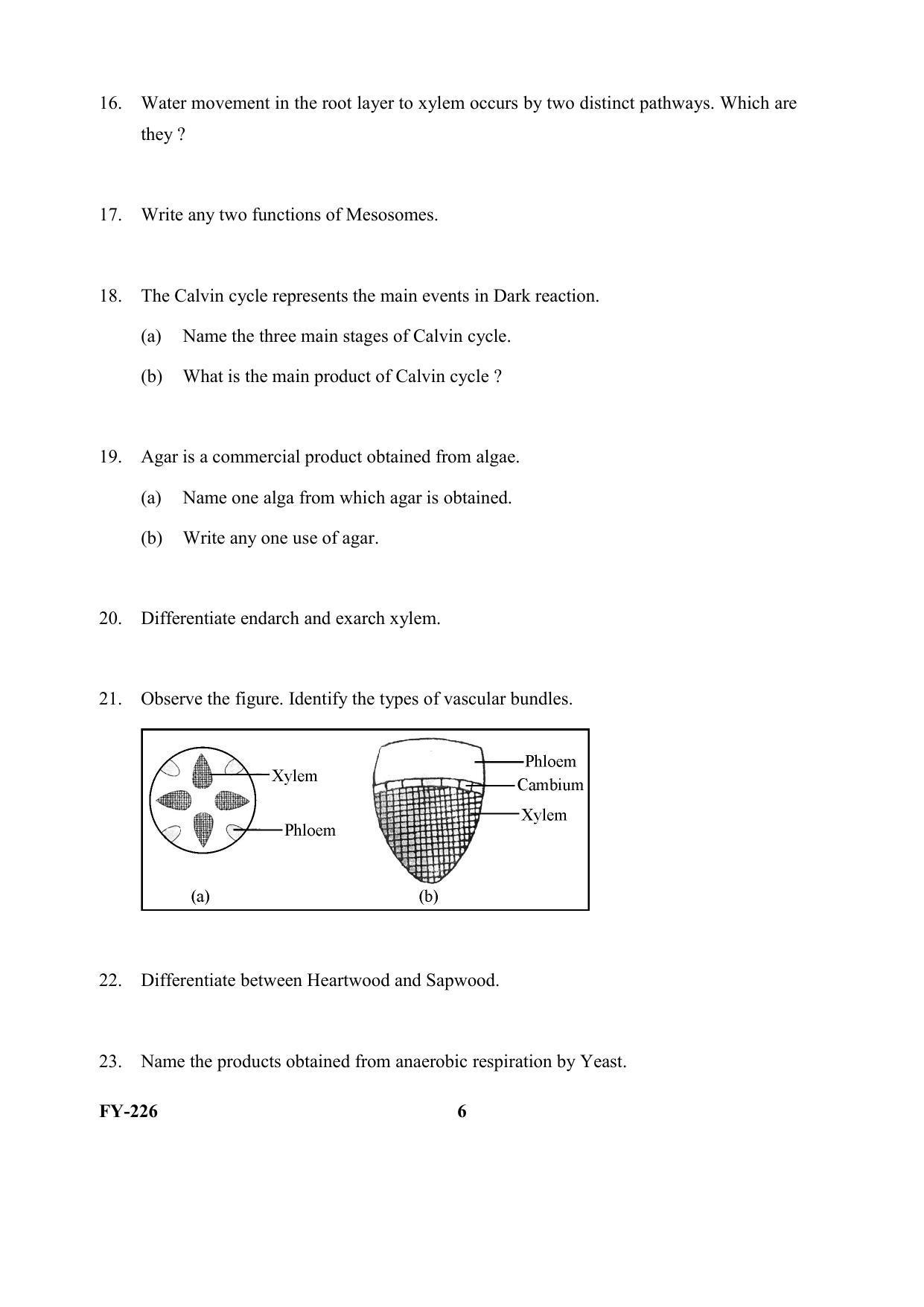 Kerala Plus One (Class 11th) Biology Question Paper 2021 - Page 6
