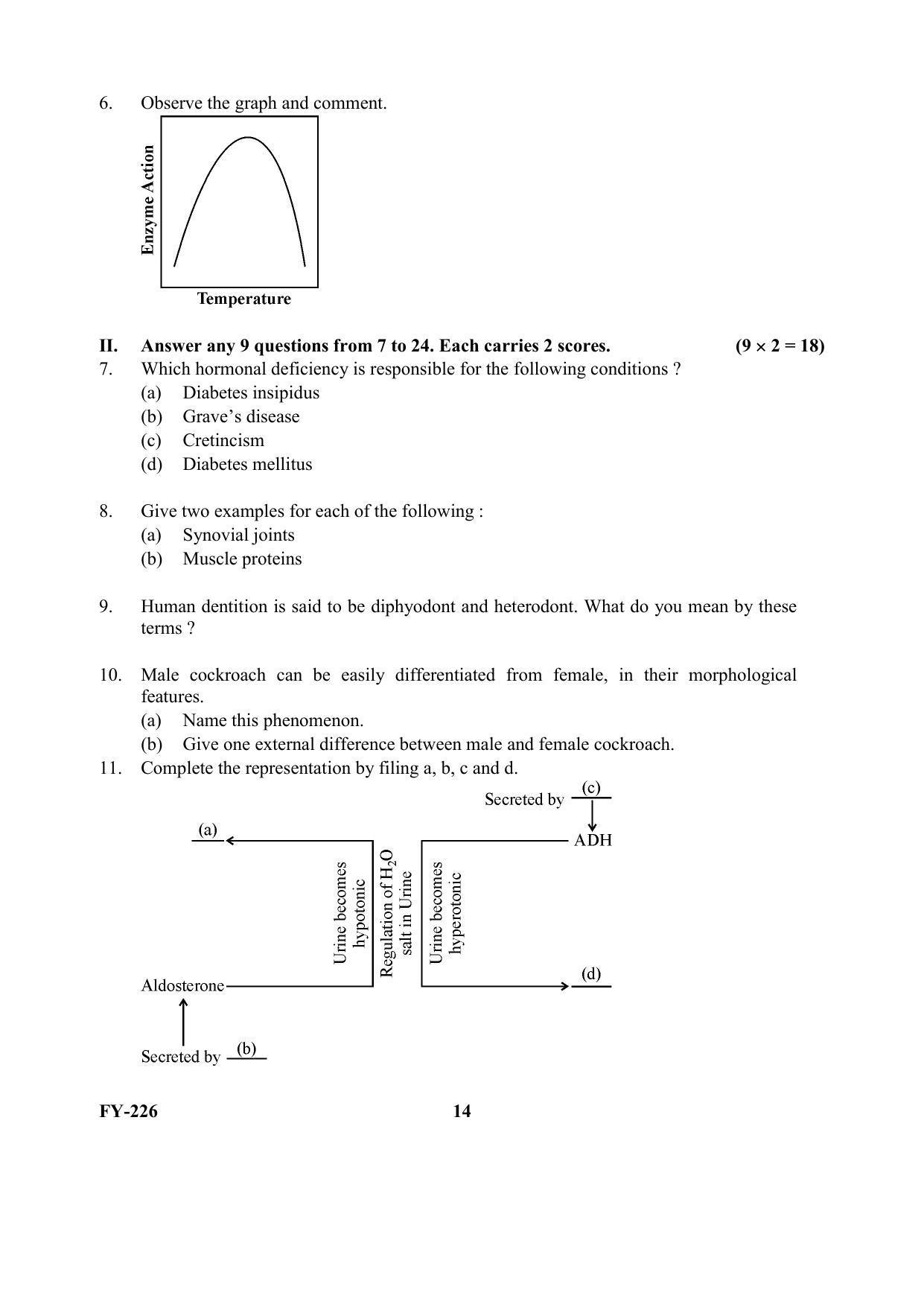 Kerala Plus One (Class 11th) Biology Question Paper 2021 - Page 14