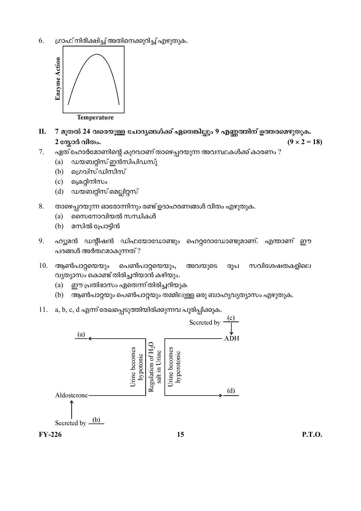 Kerala Plus One (Class 11th) Biology Question Paper 2021 - Page 15