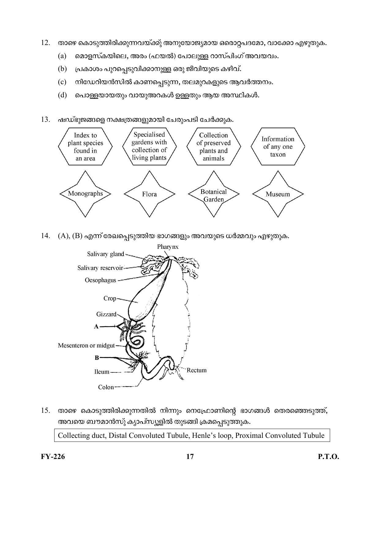 Kerala Plus One (Class 11th) Biology Question Paper 2021 - Page 17