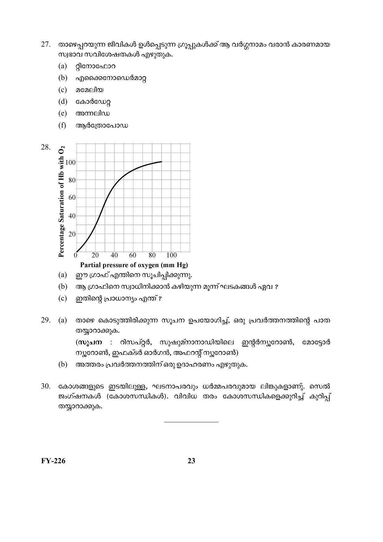 Kerala Plus One (Class 11th) Biology Question Paper 2021 - Page 23