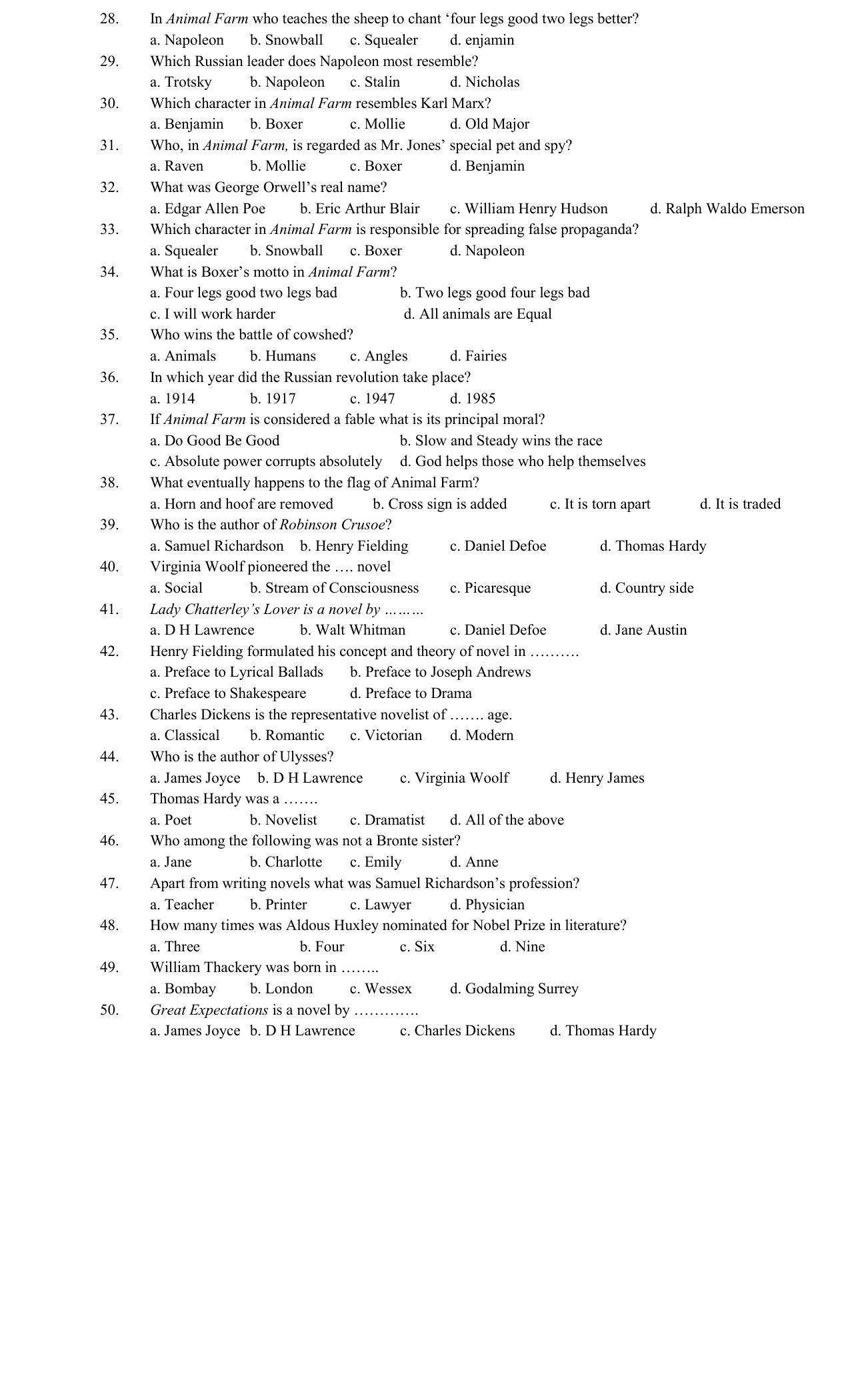  Hemchand North Gujarat University Sample Paper July-Sept 2021: B.A. Semester-III CC - 303 British Fiction Paper Code - 3505  - Page 2