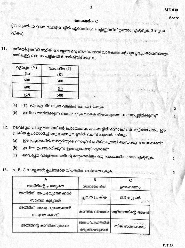 Kerala SSLC 2020 Chemistry Question Paper (MM) (Model) - Page 3