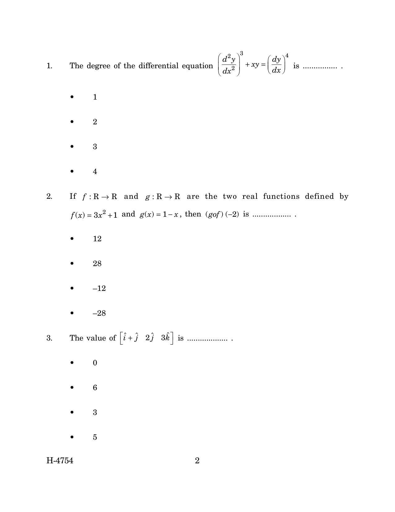 Goa Board Class 12 Mathematics (March 2024) Question Paper - Page 2