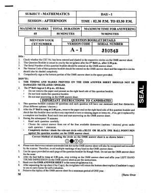 KCET Mathematics 2013 Question Papers