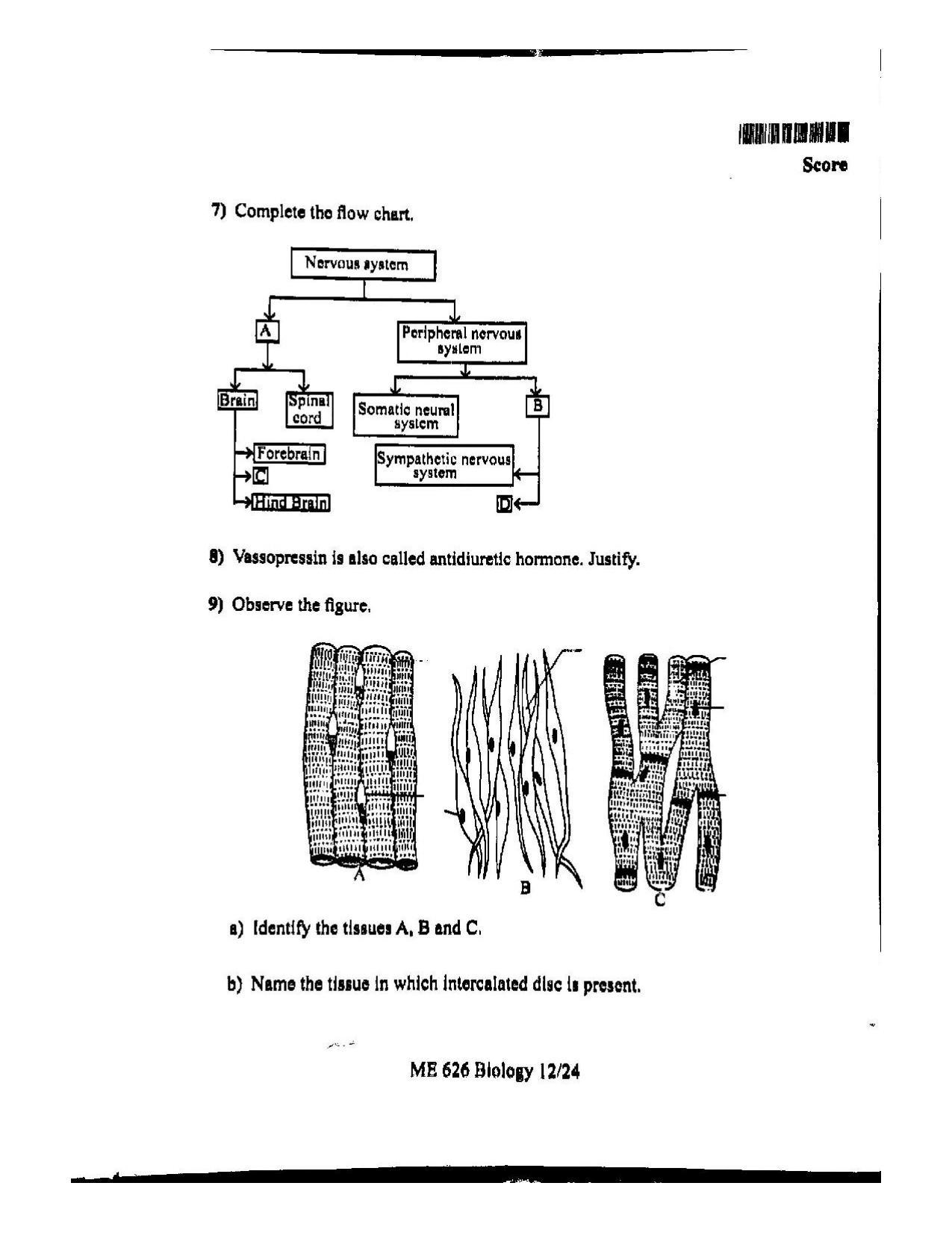 Kerala Plus One 2022 Biology Question Paper (Model) - Page 12