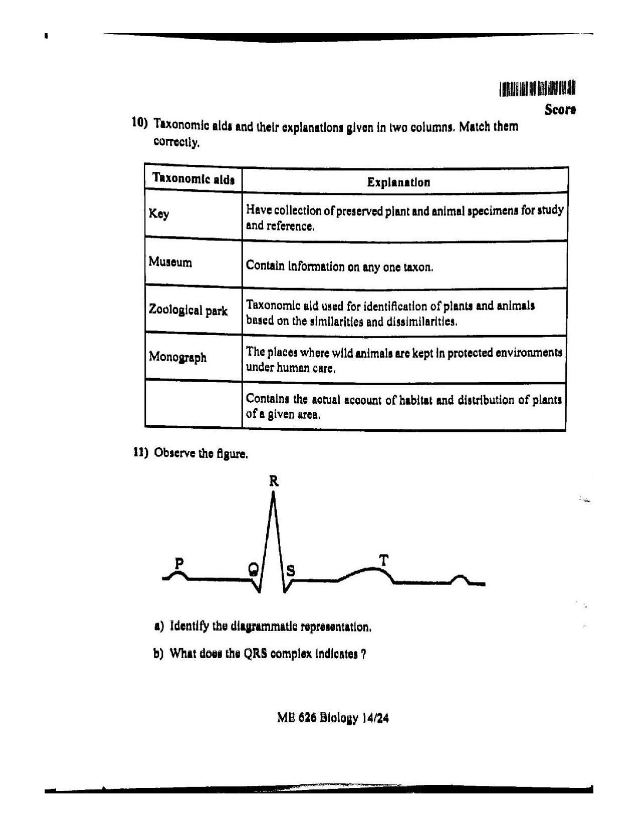 Kerala Plus One 2022 Biology Question Paper (Model) - Page 14