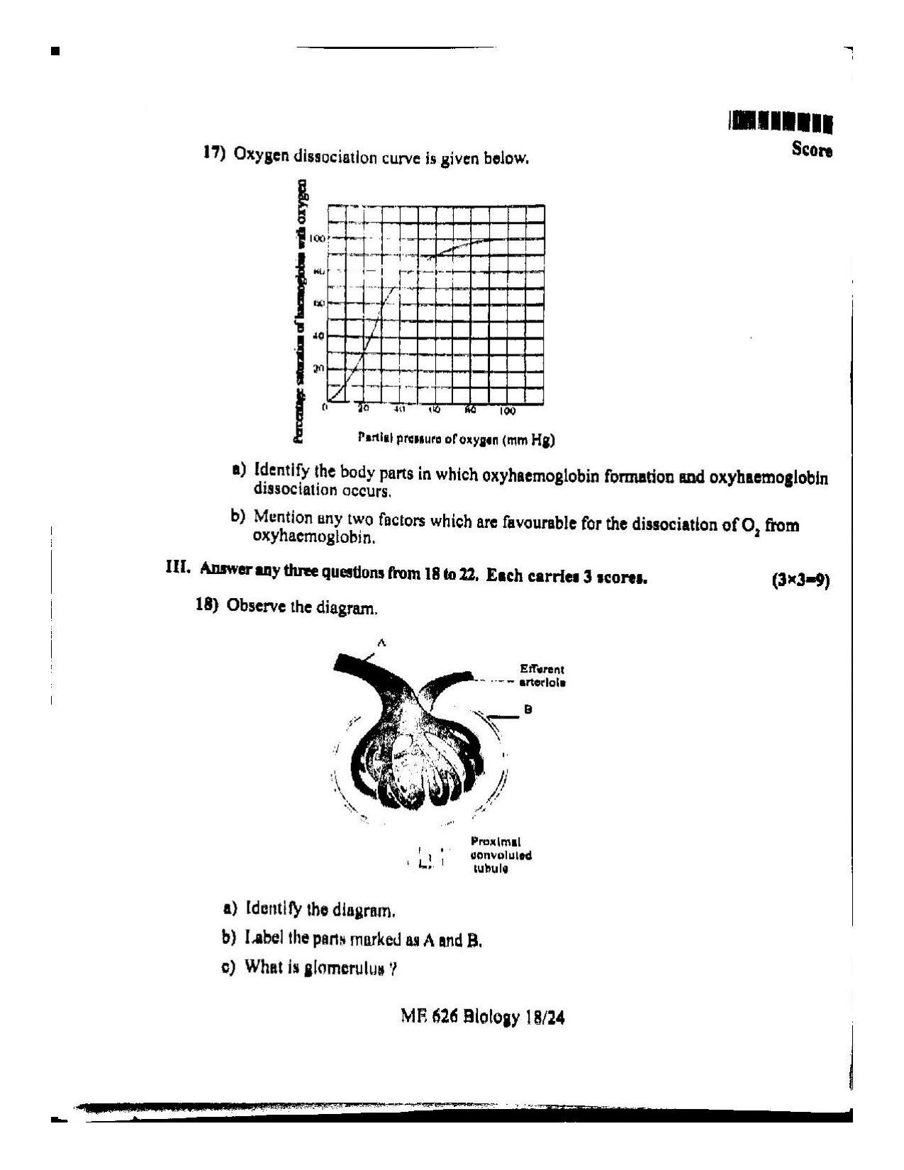 Kerala Plus One 2022 Biology Question Paper (Model) - Page 18