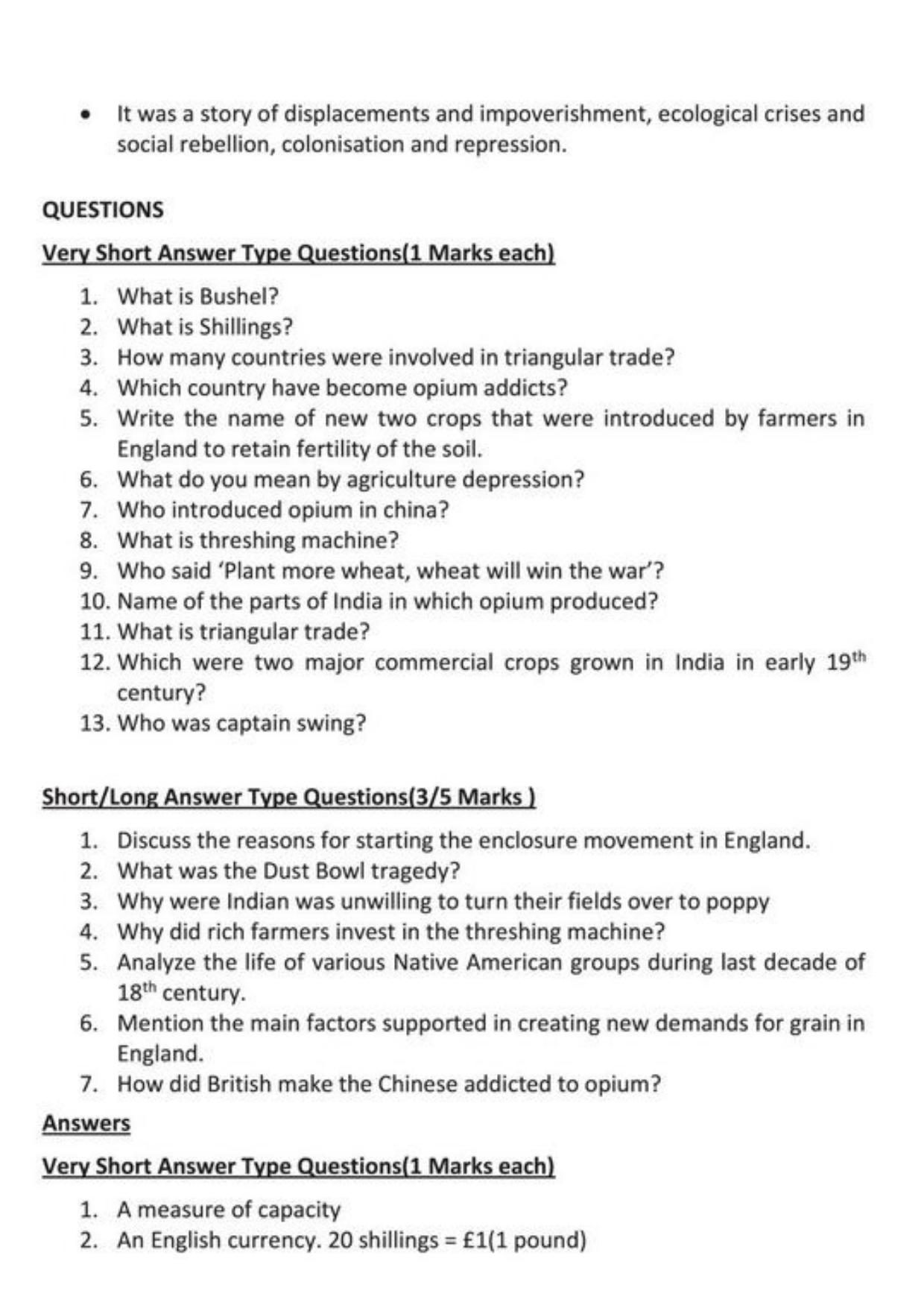 Class 9 Notes, Question & Practice Paper - History (Topic 6 : Peasants and Farmers) - Page 7