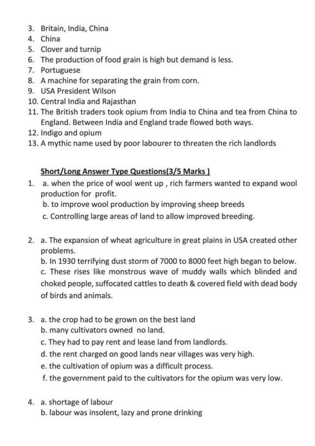 Class 9 Notes, Question & Practice Paper - History (Topic 6 : Peasants and Farmers) - Page 8