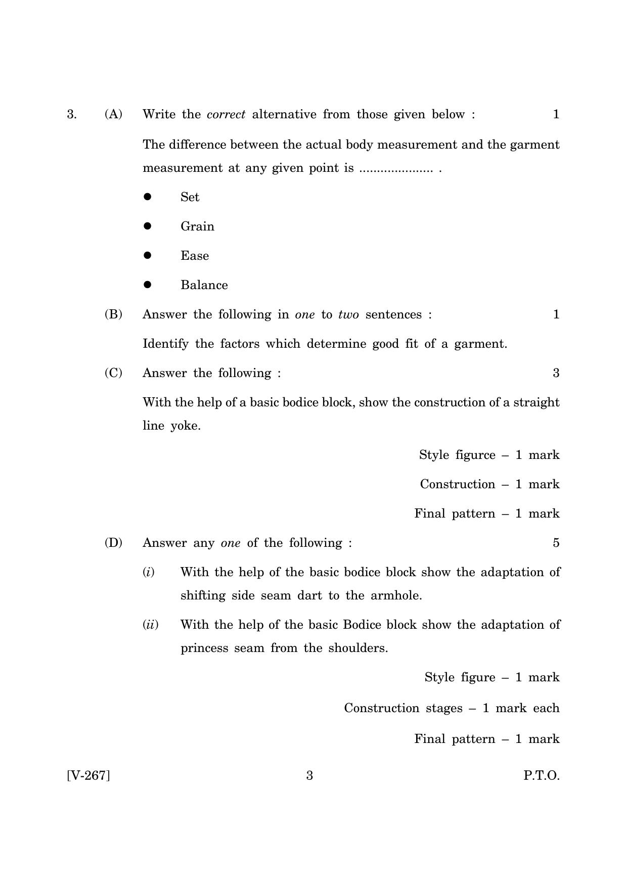Goa Board Class 12 Clothing Construction   (March 2019) Question Paper - Page 3