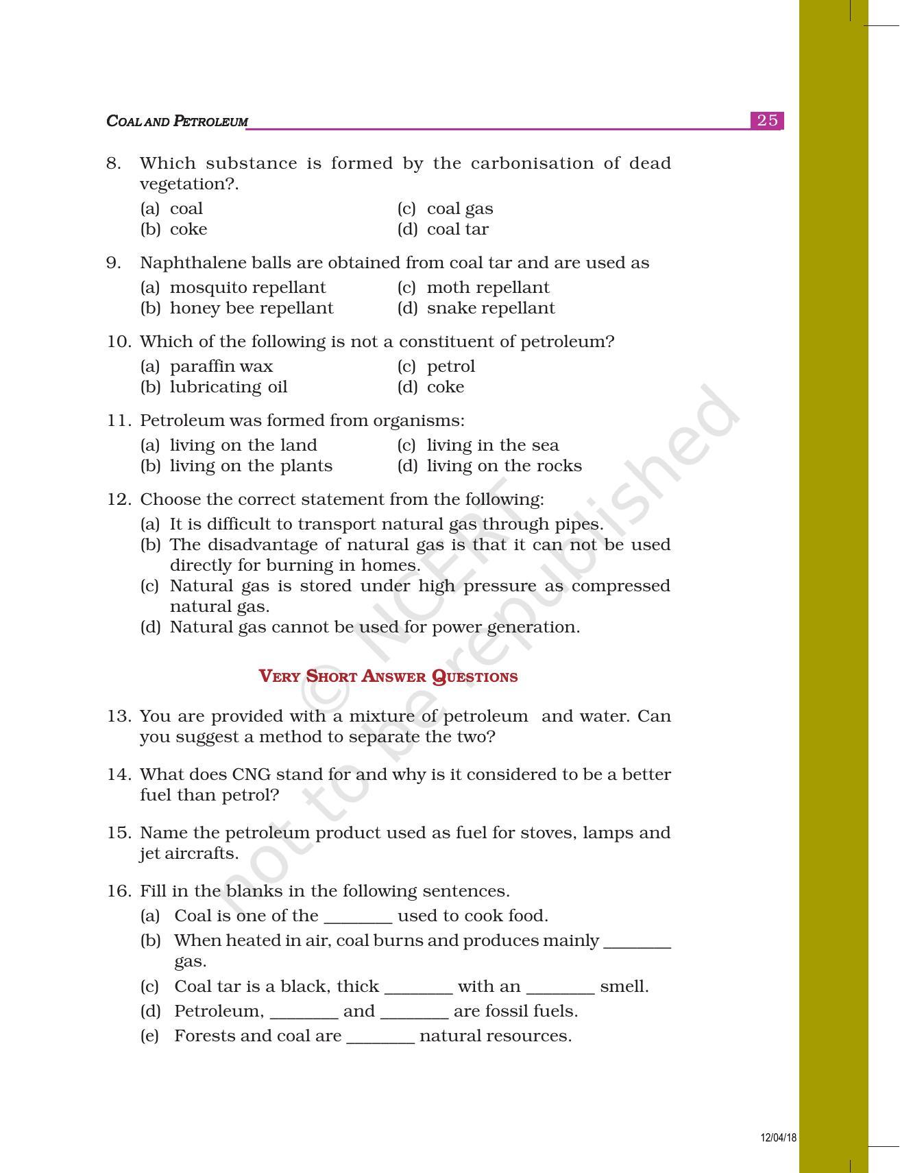 NCERT Exemplar Book for Class 8 Science: Chapter 5- Coal and Petroleum - Page 2