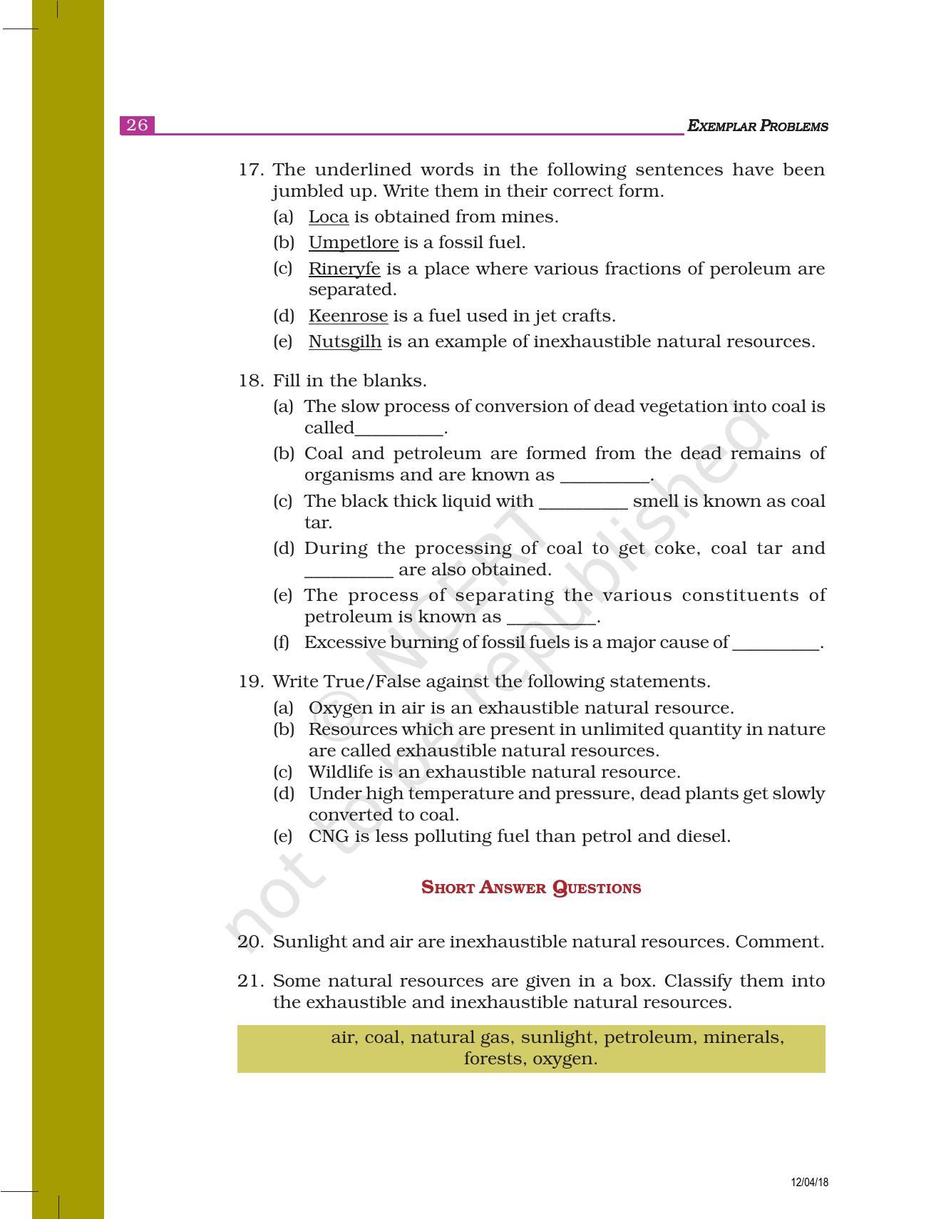 NCERT Exemplar Book for Class 8 Science: Chapter 5- Coal and Petroleum - Page 3