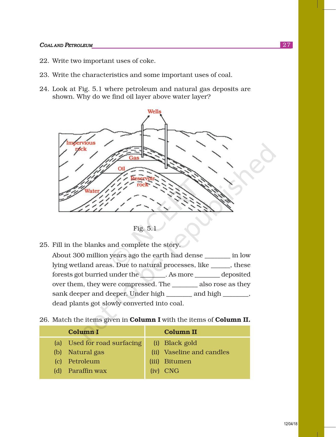 NCERT Exemplar Book for Class 8 Science: Chapter 5- Coal and Petroleum - Page 4