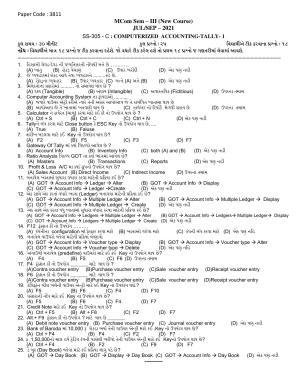 Hemchand North Gujarat University Sample Paper July-Sept 2021:  M.Com Sem – III  SS-305 - C : Computerized Accounting - Tally-1  (New Course) Paper Code : 3811