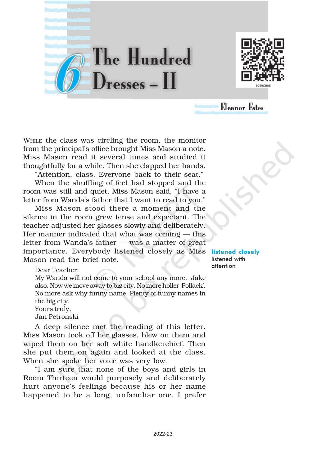 NCERT Book for Class 10 English (First Flight) Chapter 6 The Hundred Dresses – II - Page 1