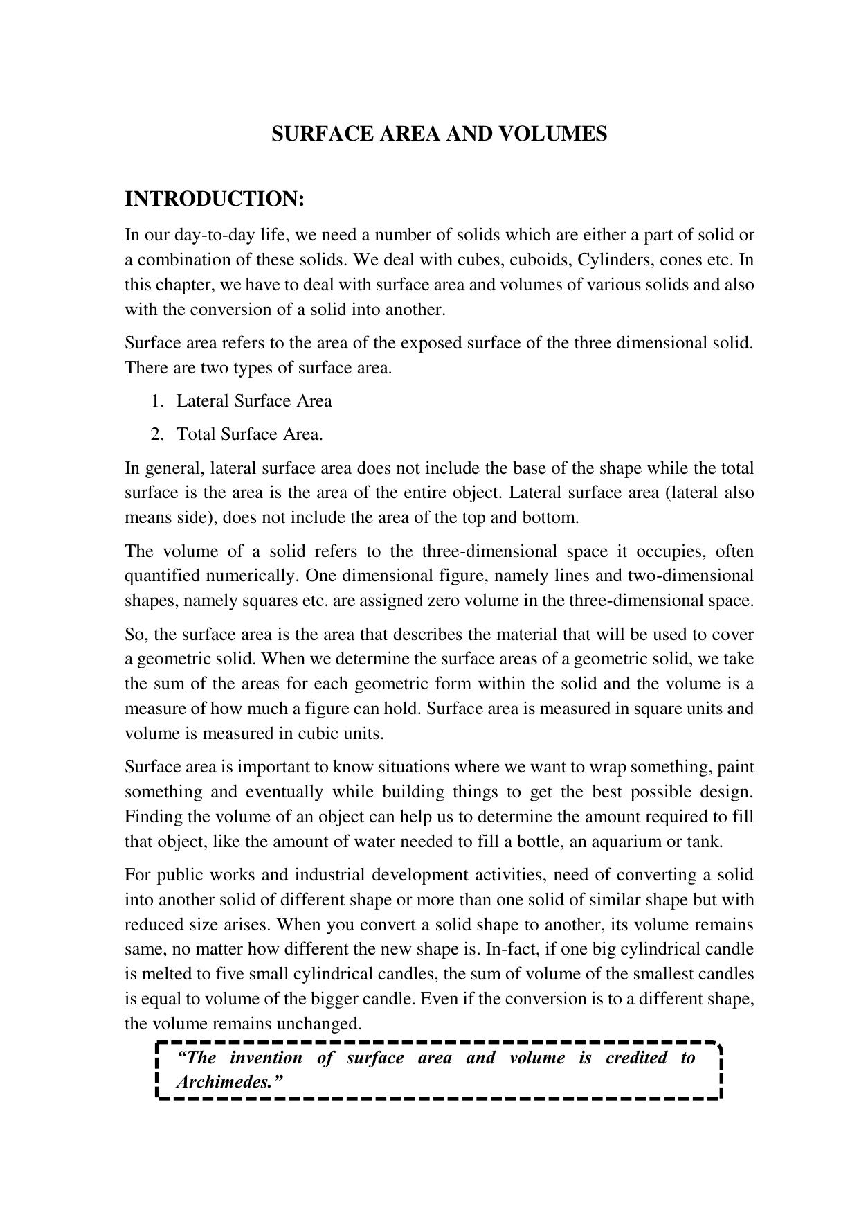 JKBOSE Class 10 Maths: CHAPTER 13 Surface area Question Bank - Page 1