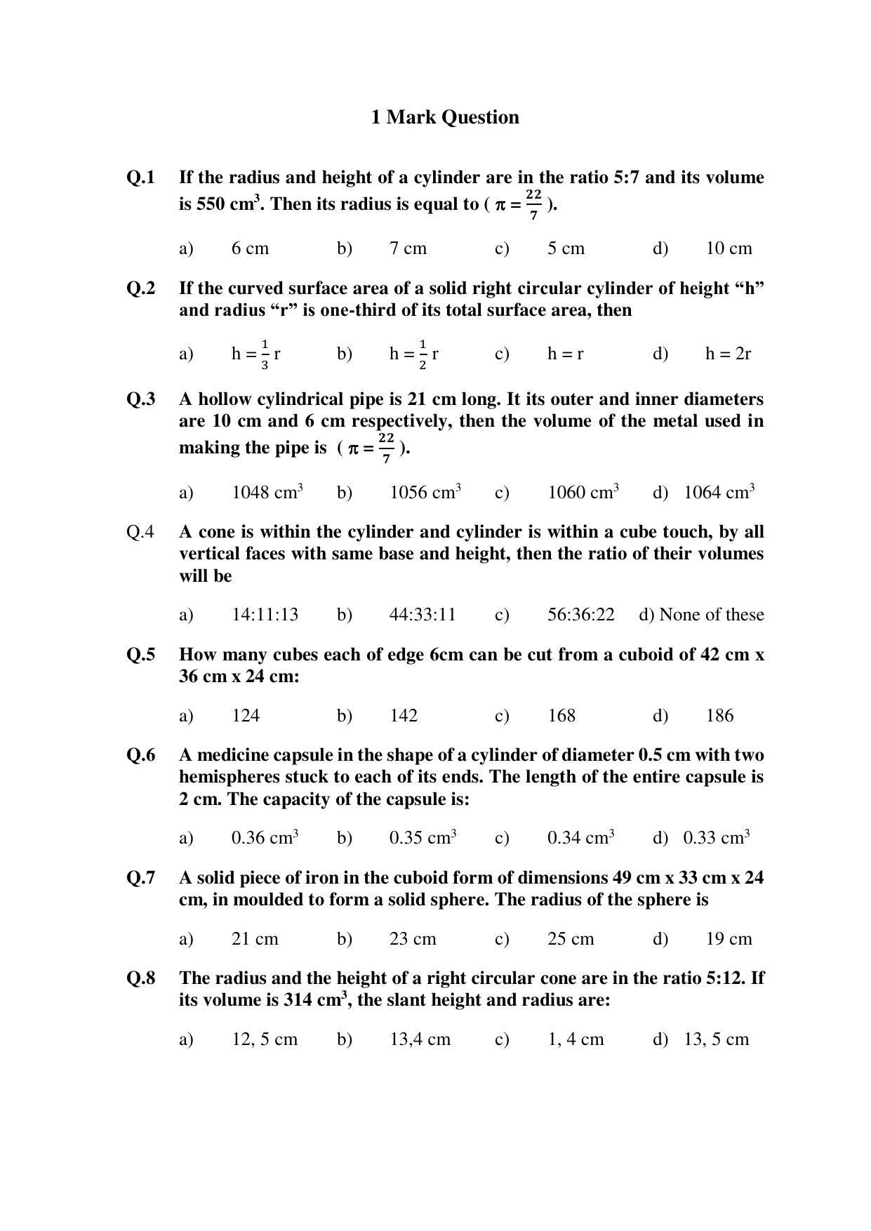 JKBOSE Class 10 Maths: CHAPTER 13 Surface area Question Bank - Page 3