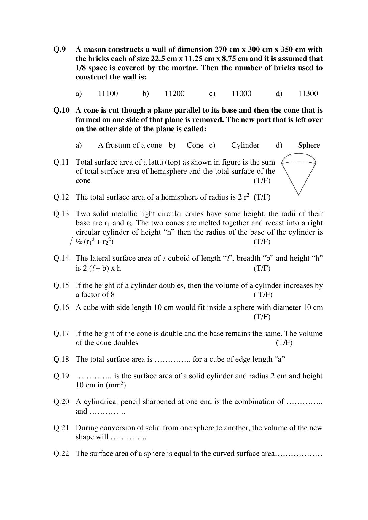 JKBOSE Class 10 Maths: CHAPTER 13 Surface area Question Bank - Page 4