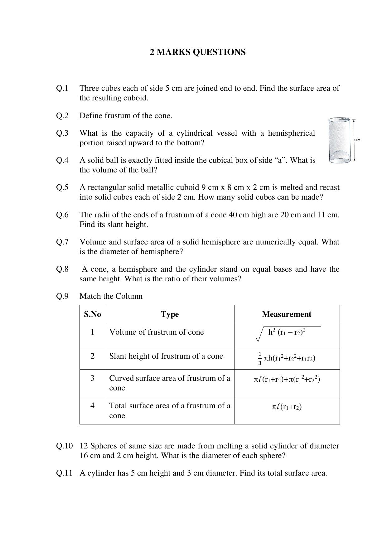 JKBOSE Class 10 Maths: CHAPTER 13 Surface area Question Bank - Page 6