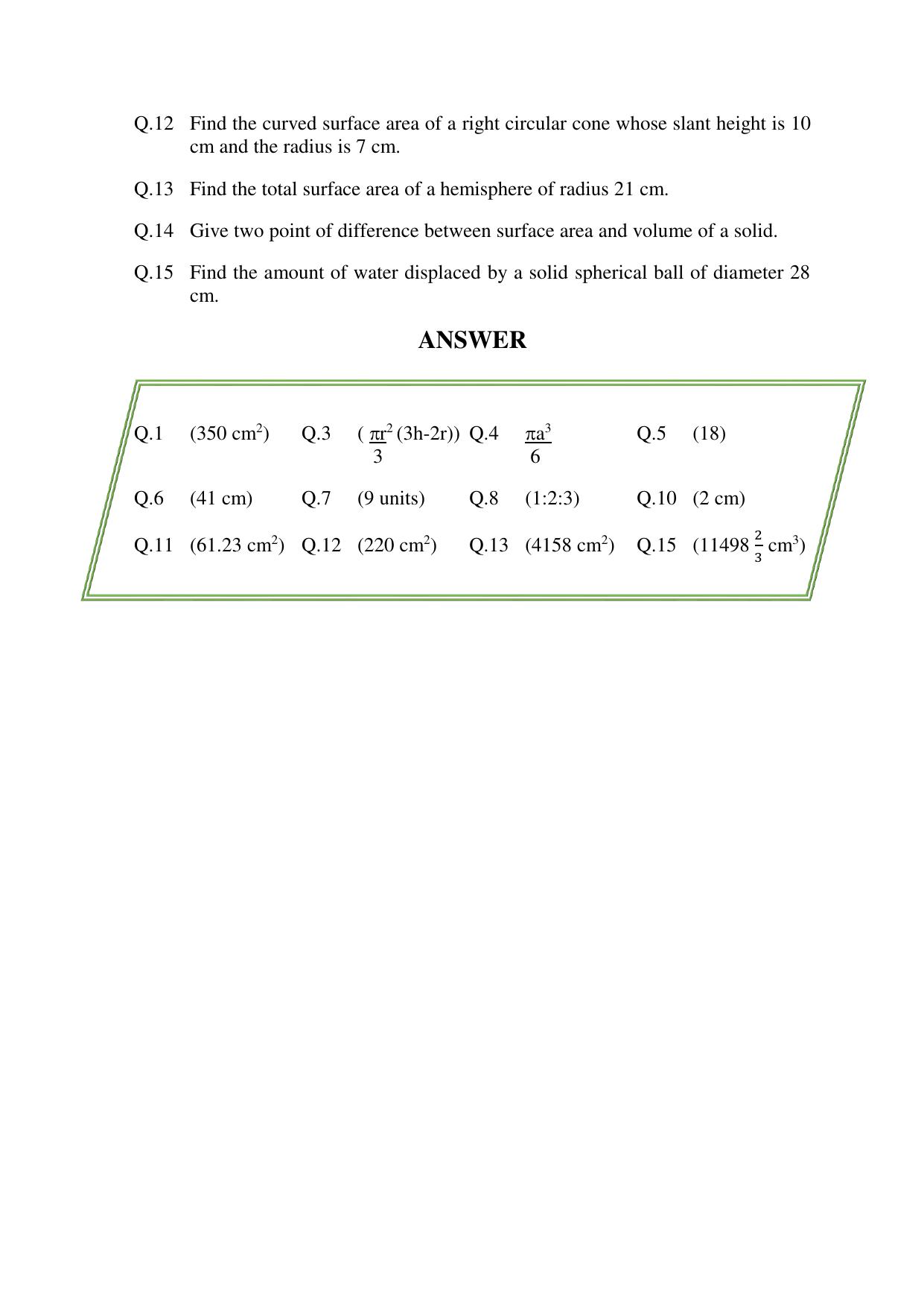 JKBOSE Class 10 Maths: CHAPTER 13 Surface area Question Bank - Page 7