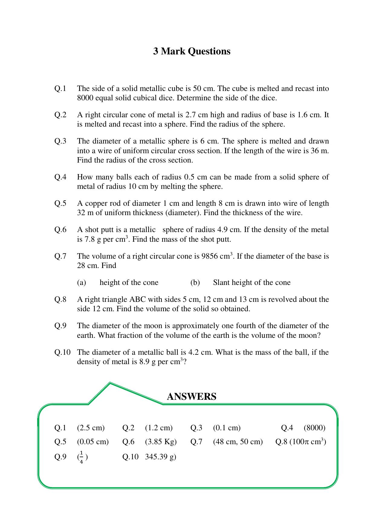 JKBOSE Class 10 Maths: CHAPTER 13 Surface area Question Bank - Page 8