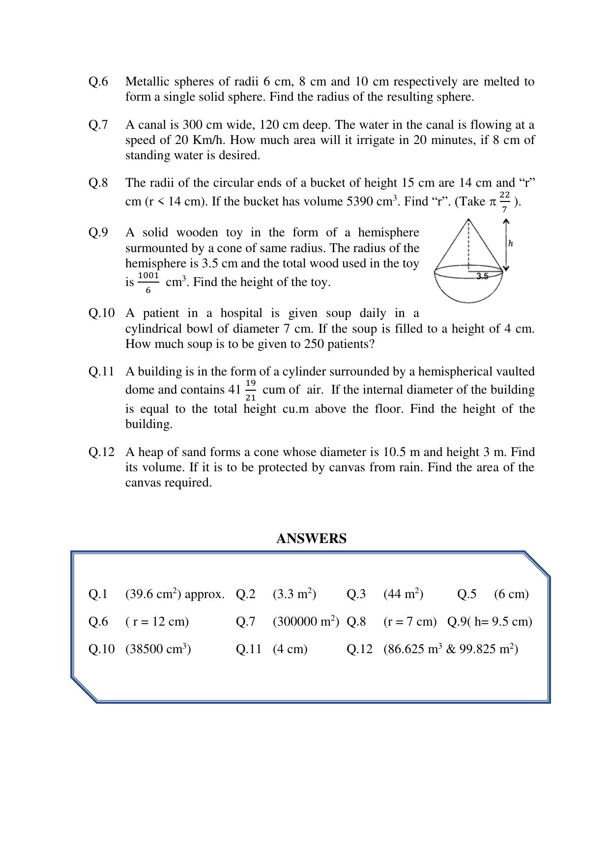 JKBOSE Class 10 Maths: CHAPTER 13 Surface area Question Bank - Page 10