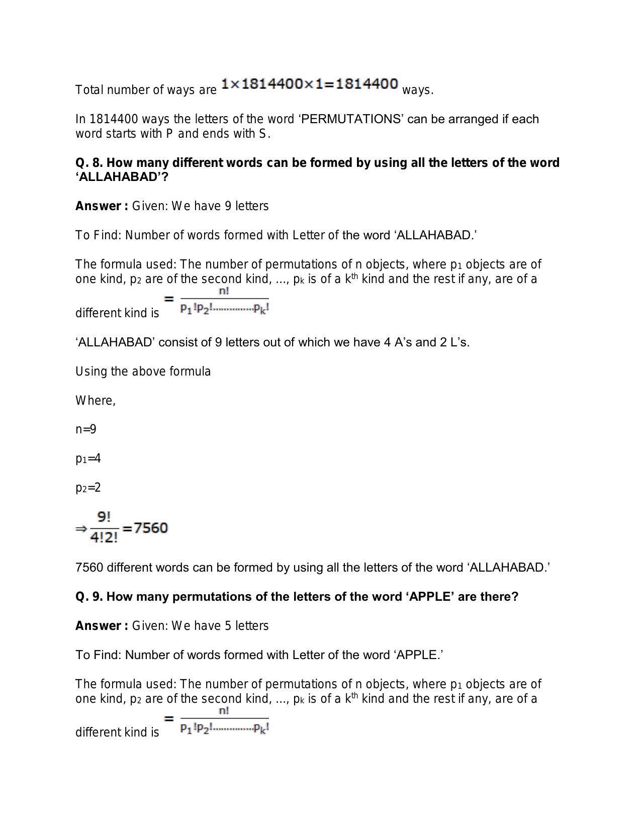 Chapter 8: Permutations: RS Aggarwal Class 11 Solutions - Page 89