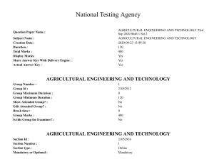 ICAR AIEEA PG 2020 AGRICULTURAL ENGINEERING AND TECHNOLOGY Question Paper