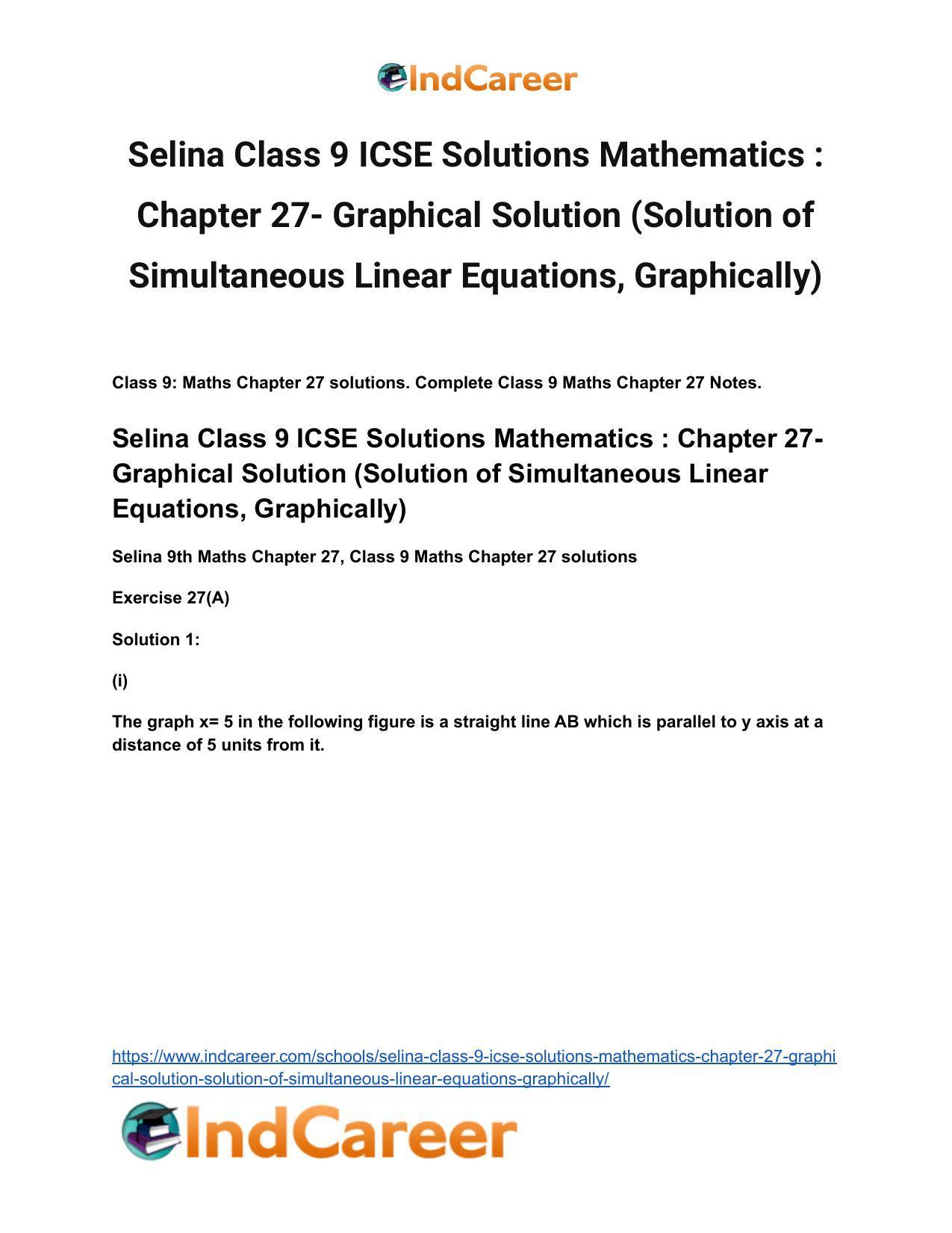 Selina Class 9 ICSE Solutions Mathematics : Chapter 27- Graphical Solution (Solution of Simultaneous Linear Equations, Graphically) - Page 2