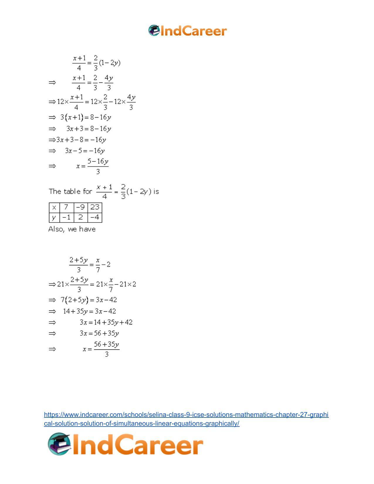 Selina Class 9 ICSE Solutions Mathematics : Chapter 27- Graphical Solution (Solution of Simultaneous Linear Equations, Graphically) - Page 38
