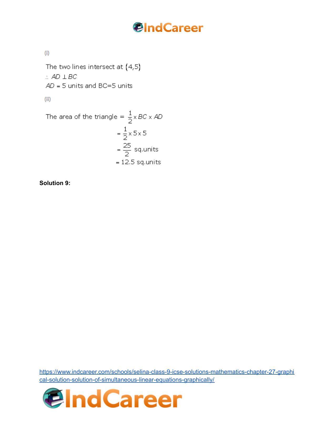 Selina Class 9 ICSE Solutions Mathematics : Chapter 27- Graphical Solution (Solution of Simultaneous Linear Equations, Graphically) - Page 52