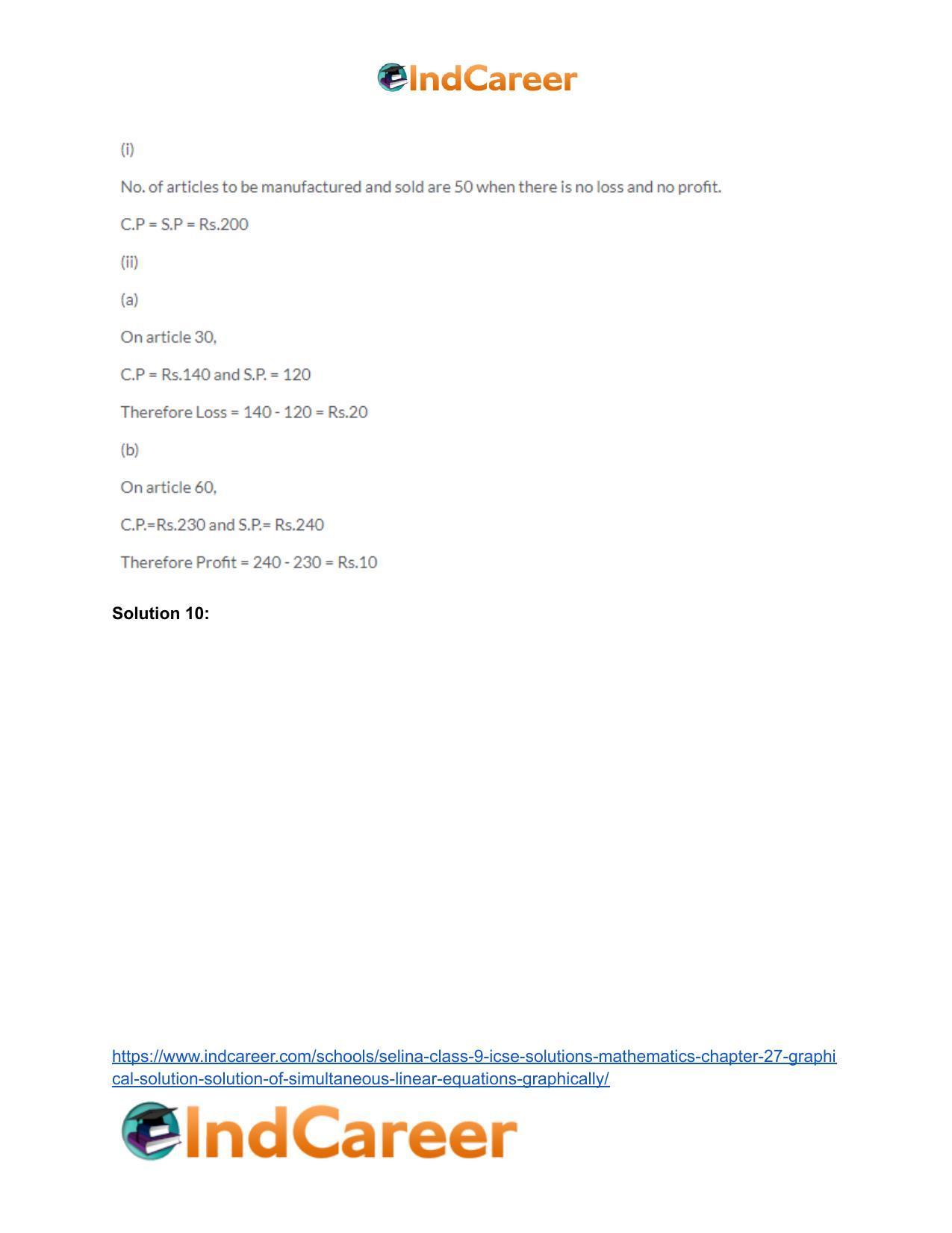 Selina Class 9 ICSE Solutions Mathematics : Chapter 27- Graphical Solution (Solution of Simultaneous Linear Equations, Graphically) - Page 54