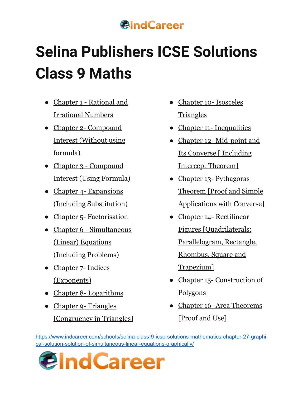 Selina Class 9 ICSE Solutions Mathematics : Chapter 27- Graphical Solution (Solution of Simultaneous Linear Equations, Graphically) - Page 63