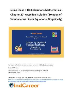Selina Class 9 ICSE Solutions Mathematics : Chapter 27- Graphical Solution (Solution of Simultaneous Linear Equations, Graphically)