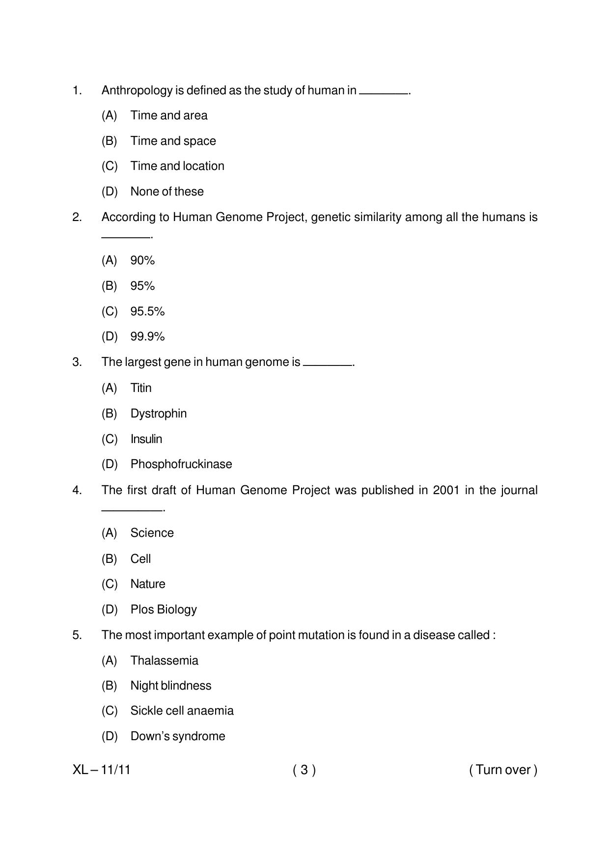 Odisha CPET ANTHROPOLOGY (SCIENCE) 2020 Question Paper - Page 3