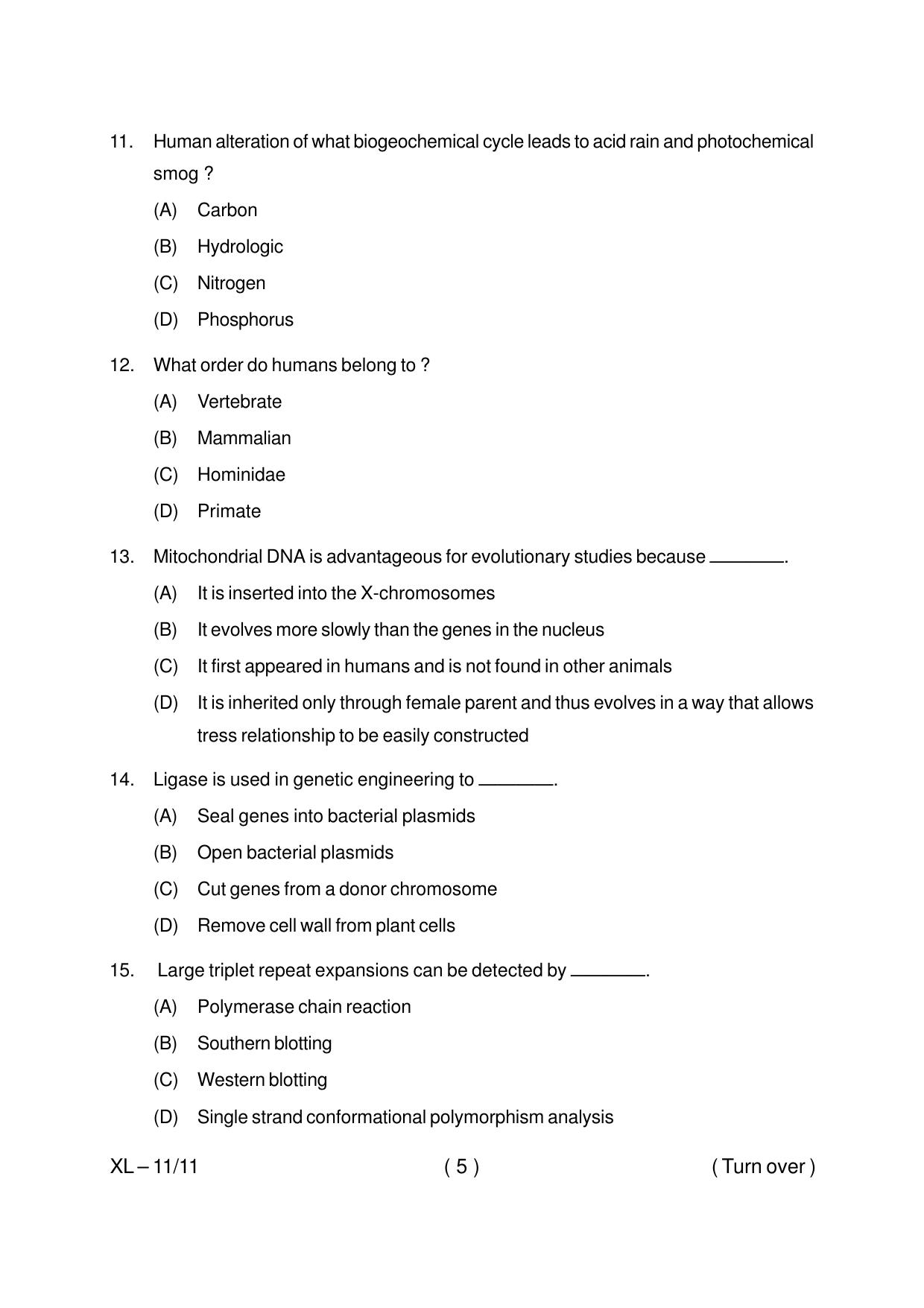Odisha CPET ANTHROPOLOGY (SCIENCE) 2020 Question Paper - Page 5