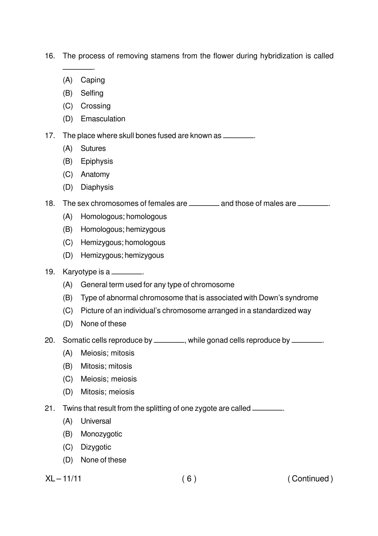 Odisha CPET ANTHROPOLOGY (SCIENCE) 2020 Question Paper - Page 6