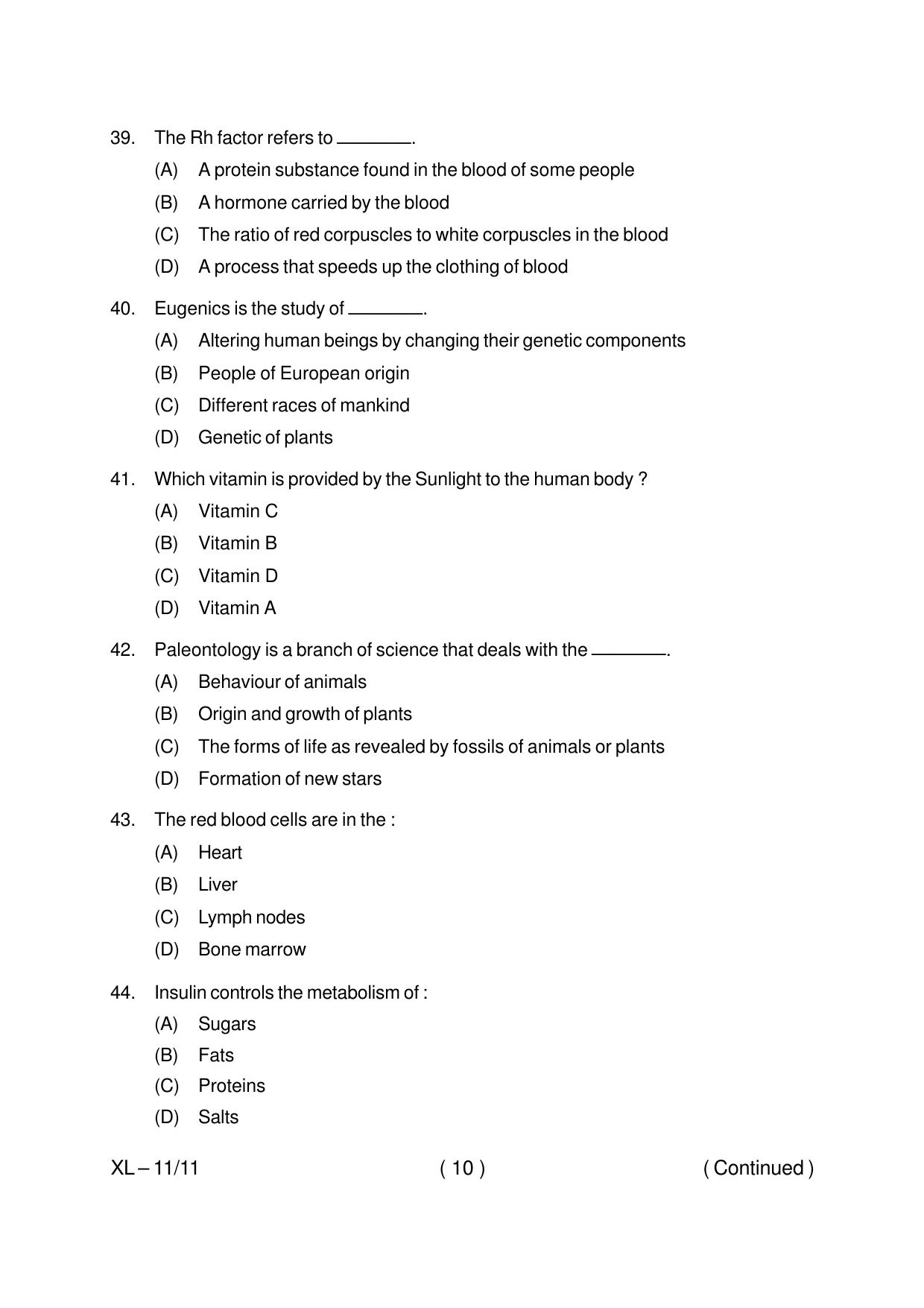 Odisha CPET ANTHROPOLOGY (SCIENCE) 2020 Question Paper - Page 10