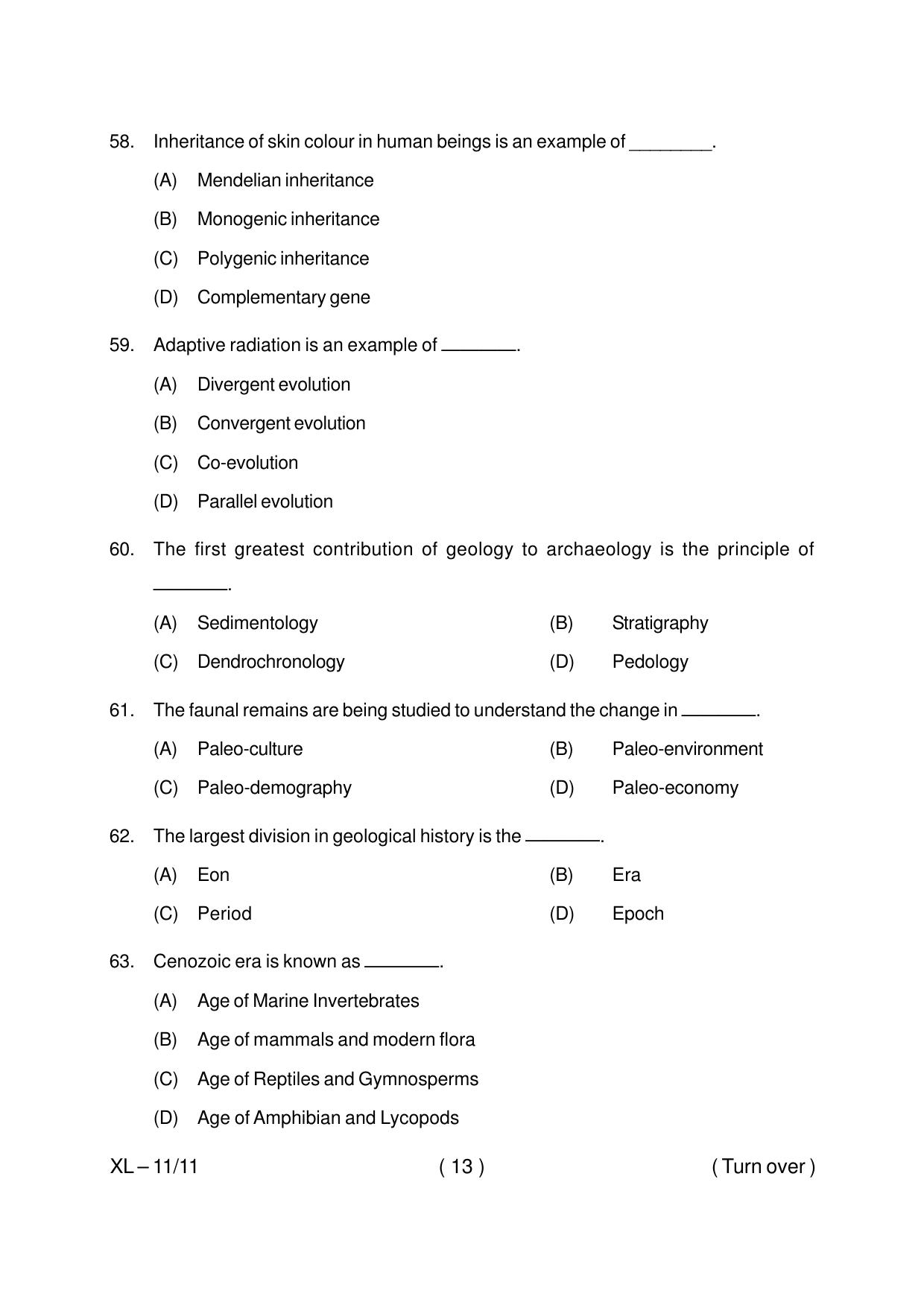 Odisha CPET ANTHROPOLOGY (SCIENCE) 2020 Question Paper - Page 13