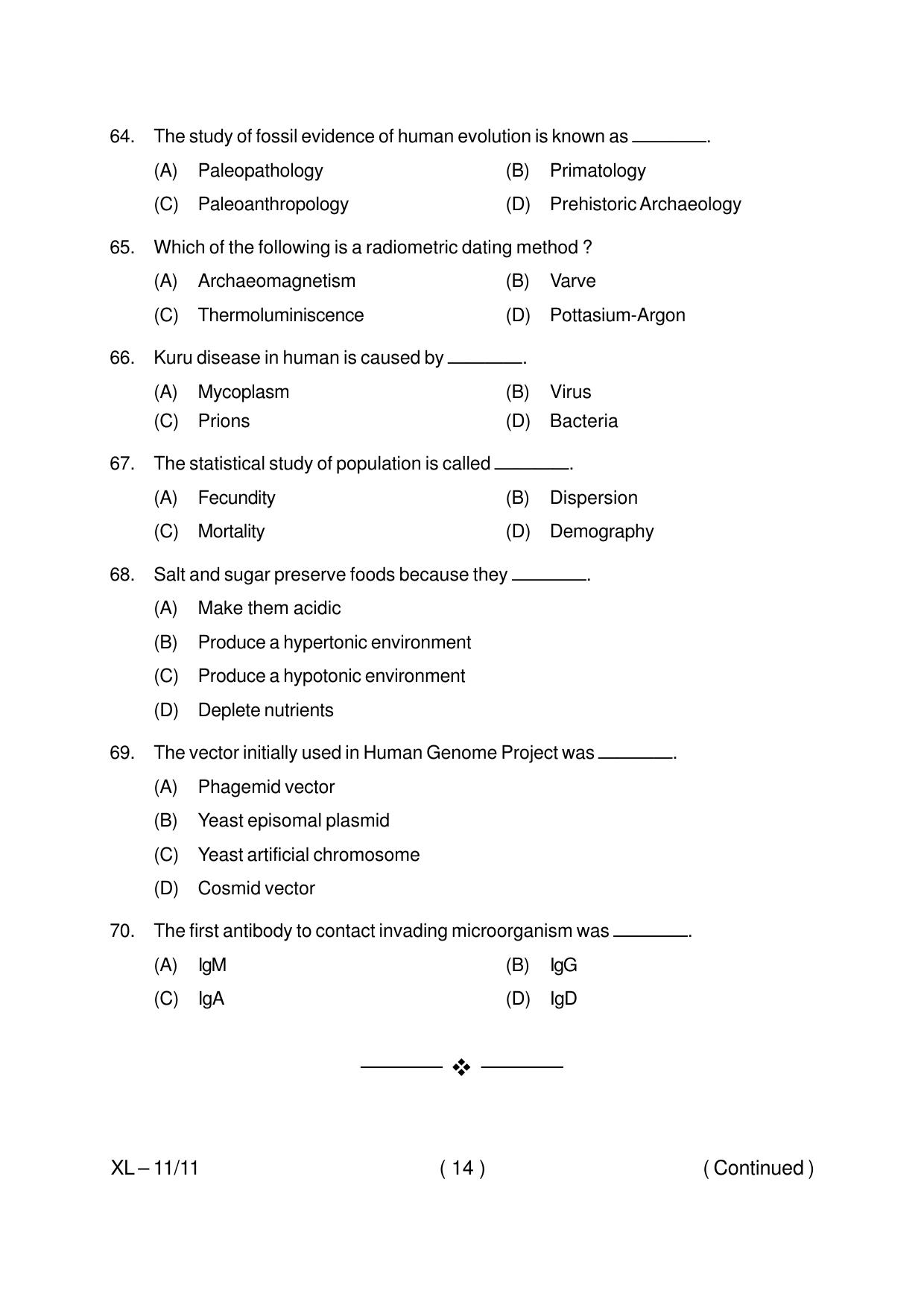 Odisha CPET ANTHROPOLOGY (SCIENCE) 2020 Question Paper - Page 14