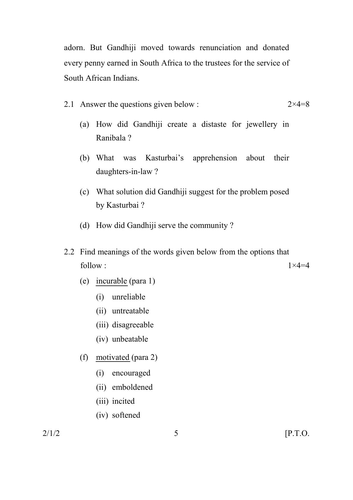 CBSE Class 10 2-1-2 ENGLISH LANGUAGE & LIT. 2016 Question Paper - Page 5