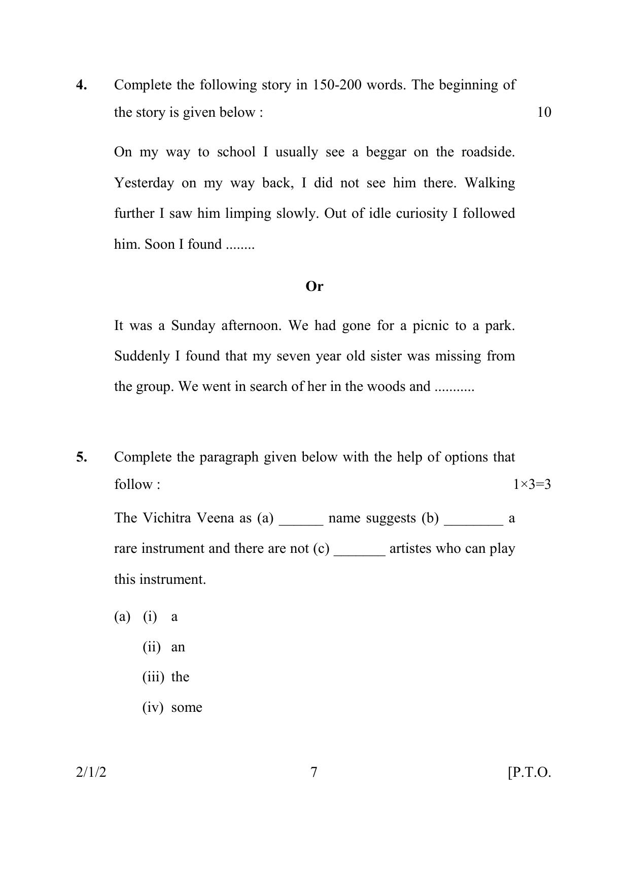 CBSE Class 10 2-1-2 ENGLISH LANGUAGE & LIT. 2016 Question Paper - Page 7