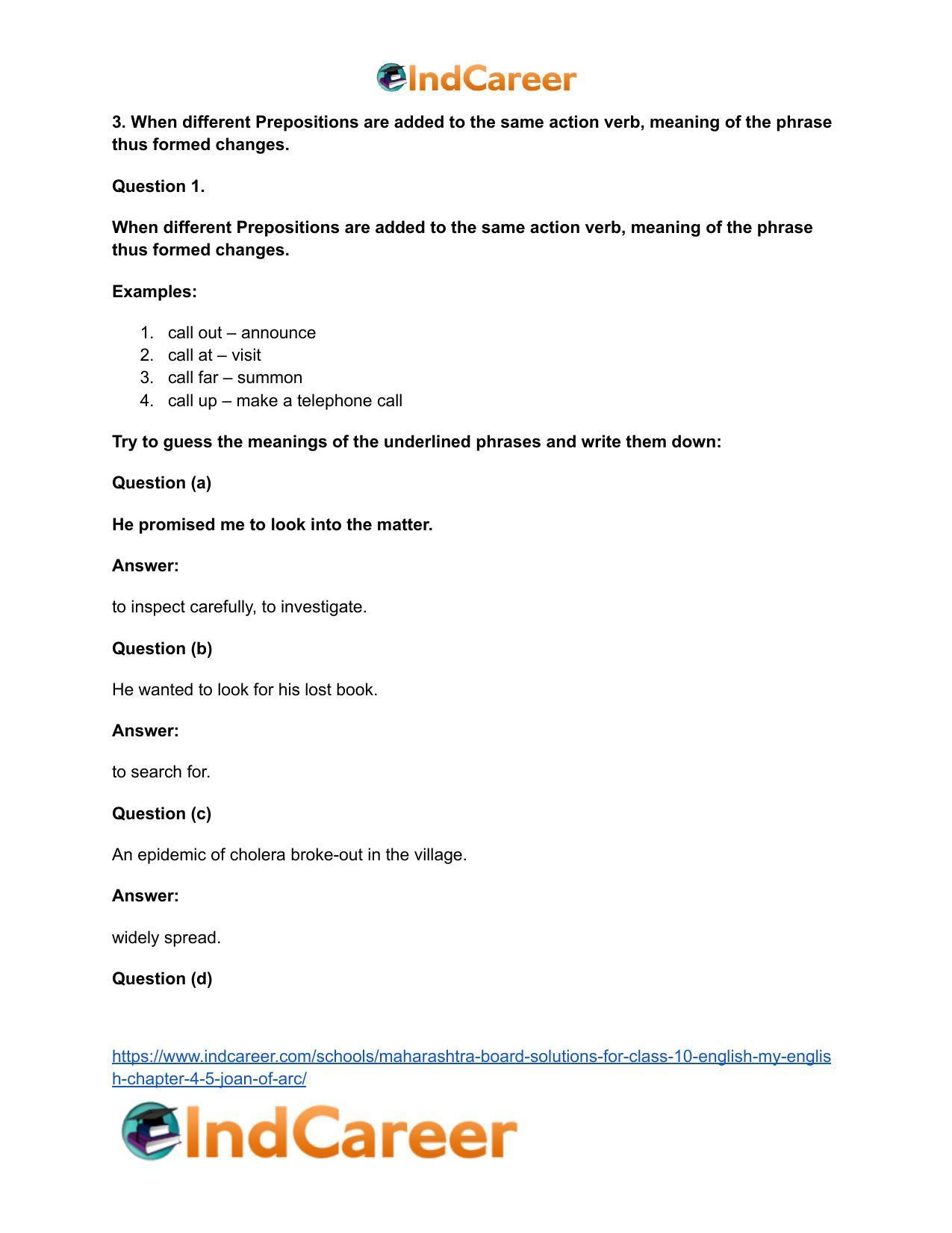 Maharashtra Board Solutions for Class 10- English (My English): Chapter 4.5- Joan of Arc - Page 5