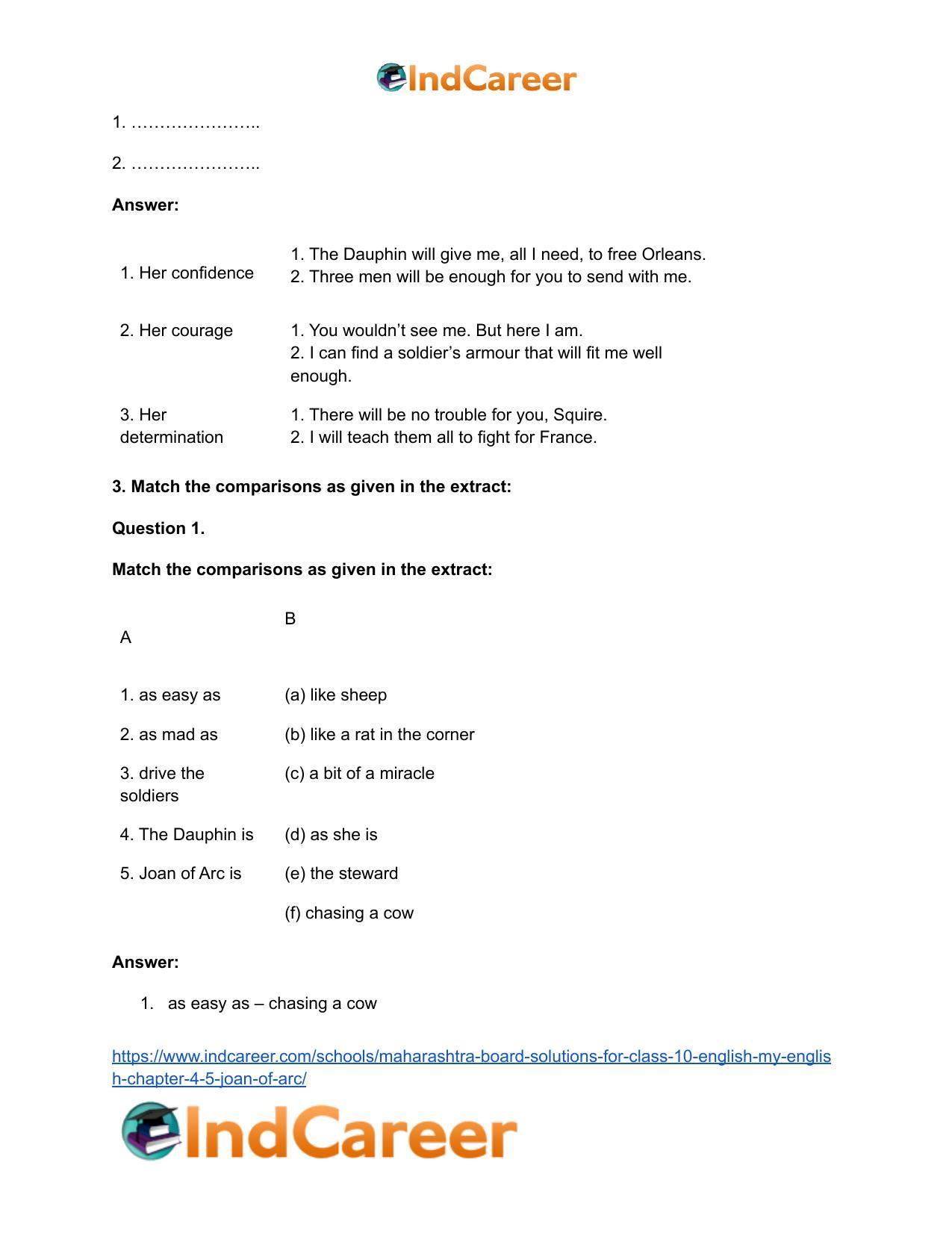 Maharashtra Board Solutions for Class 10- English (My English): Chapter 4.5- Joan of Arc - Page 8