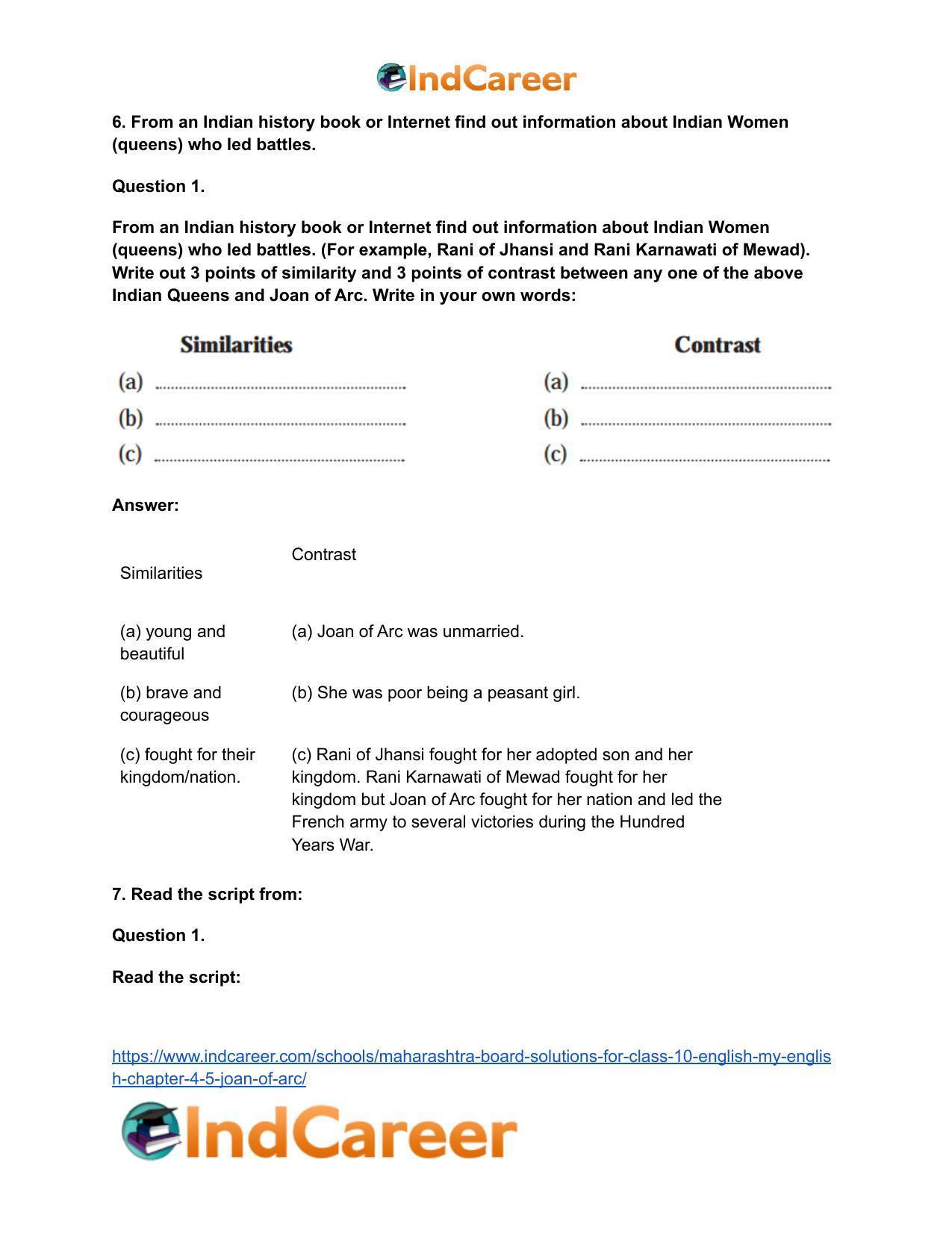 Maharashtra Board Solutions for Class 10- English (My English): Chapter 4.5- Joan of Arc - Page 12